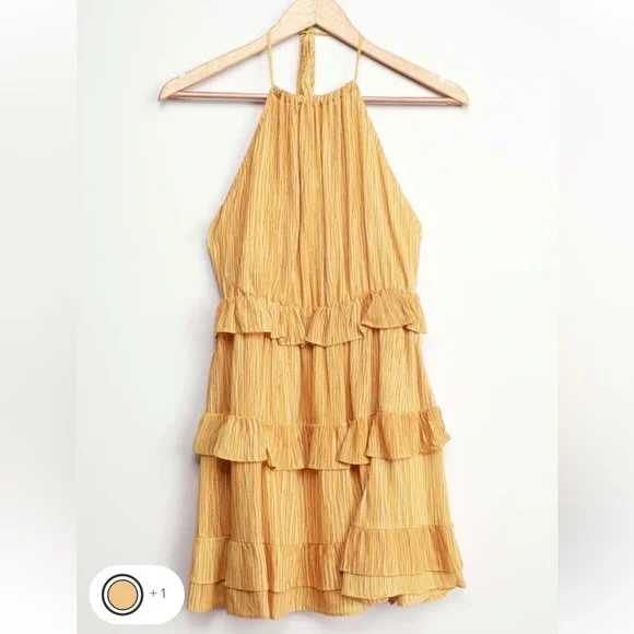 Lulus | Dresses | Lulus Mustard Yellow Ruffled Halter Mini Dress | Poshmark